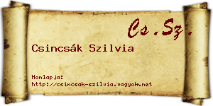 Csincsák Szilvia névjegykártya