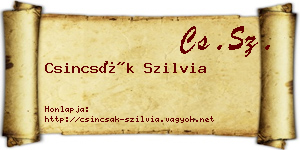 Csincsák Szilvia névjegykártya